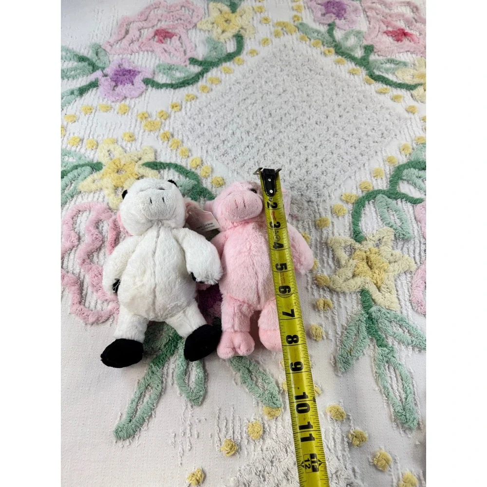 Plushland March of Dimes Bean Bag Plush Set Pink Pig White Cow Farm Animals 8